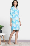Zivame 2 Mile Fashion Knit Cotton Knee Length Nightdress - Bachelor Button — thumbnail 3